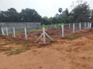 Plot fencing with angled support posts by fencing contractors in Chennai