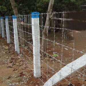 Blue top concrete posts with wire fencing in Chennai