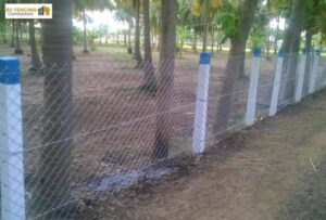 lantation fencing with blue and white posts, Chennai
