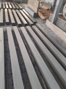 Concrete fence posts in the casting mould, Chennai